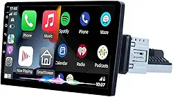 Multimídia 1 Din, 10 Polegadas com CarPlay e Android Auto, Câmera de Visão Traseira, Bluetooth 5.1, Tela Sensível ao Toque HD - A escolha perfeita para segurança e conforto automotivo