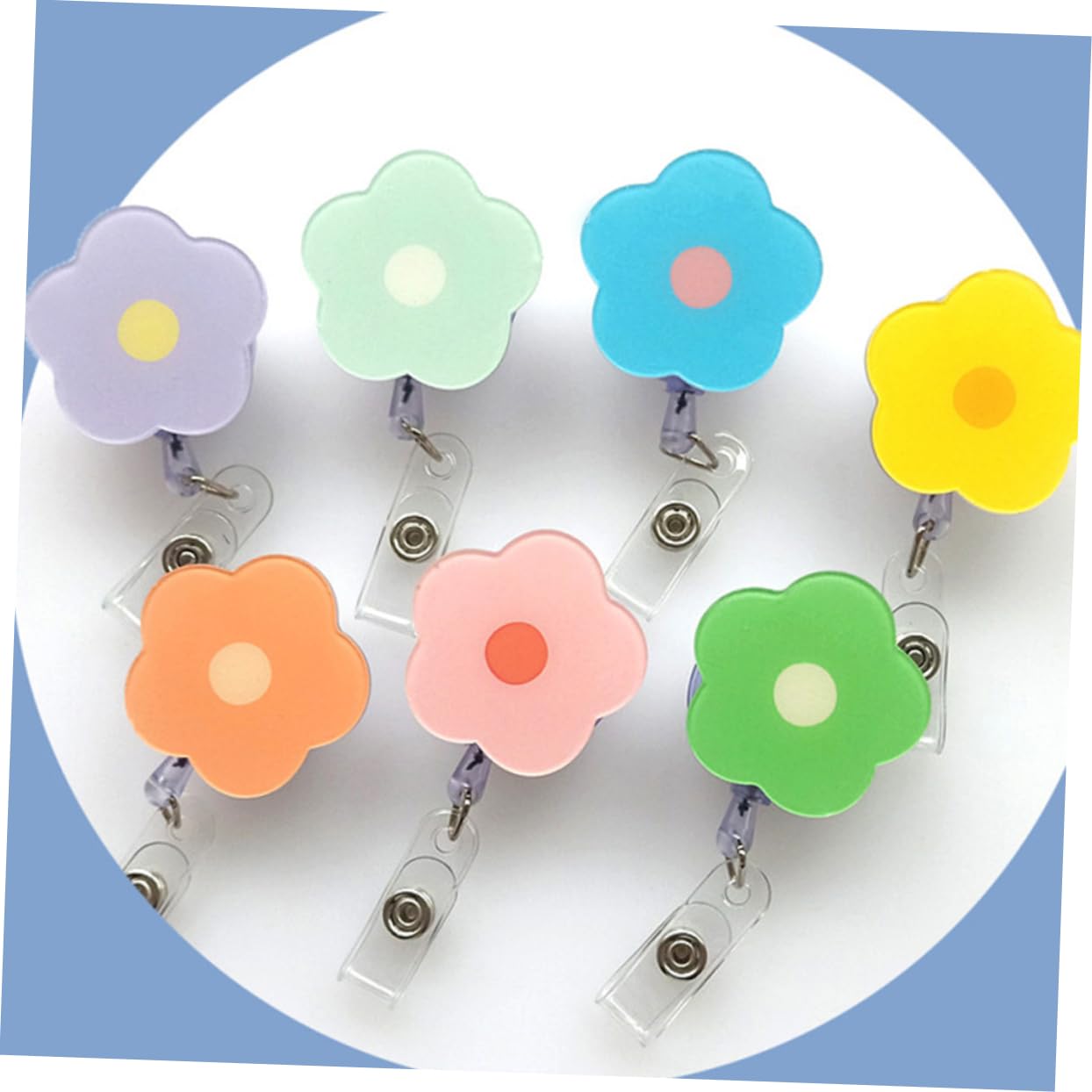 DOITOOL 4 Set Clip Retrattile Fiore Per Tesserini Portabadge Multi Per Infermieri E Studenti Accessorio Per Carte Facile Trasportare E Decorativo 6 Pezzi * 4