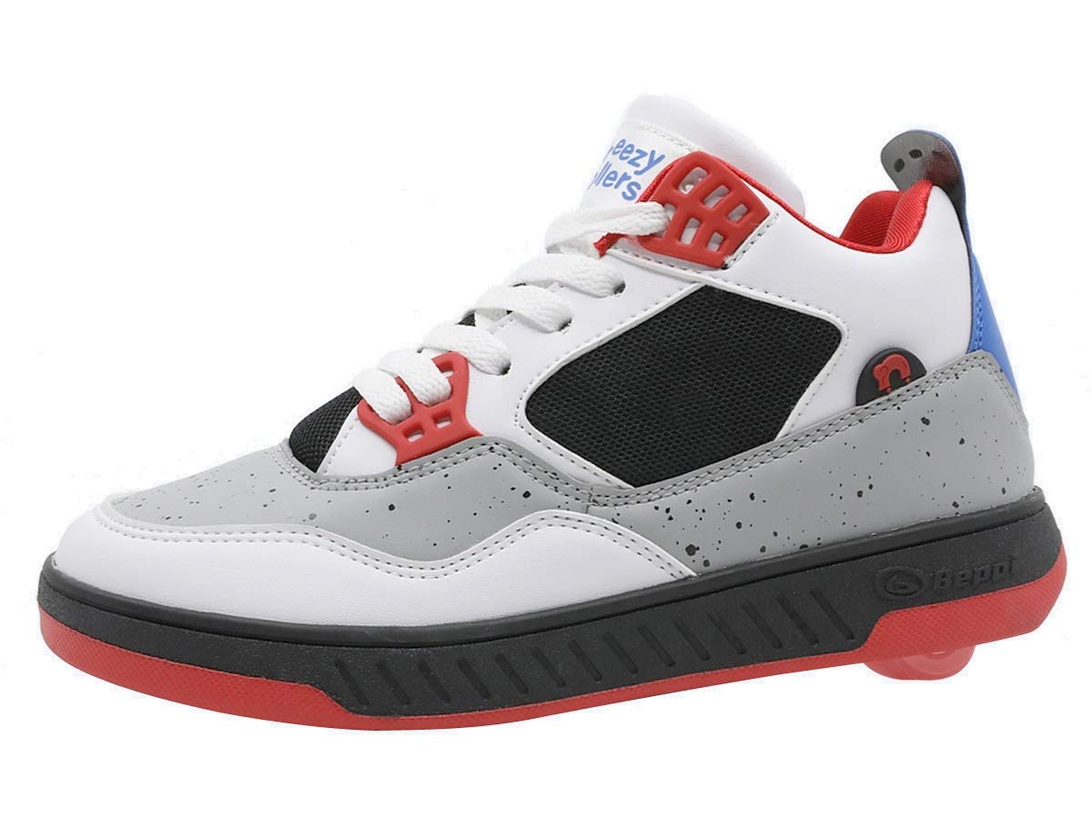 Beppi Roller Sneakers for Girls & Boys –Skate Shoes with Wheels White/Gray, Size 12