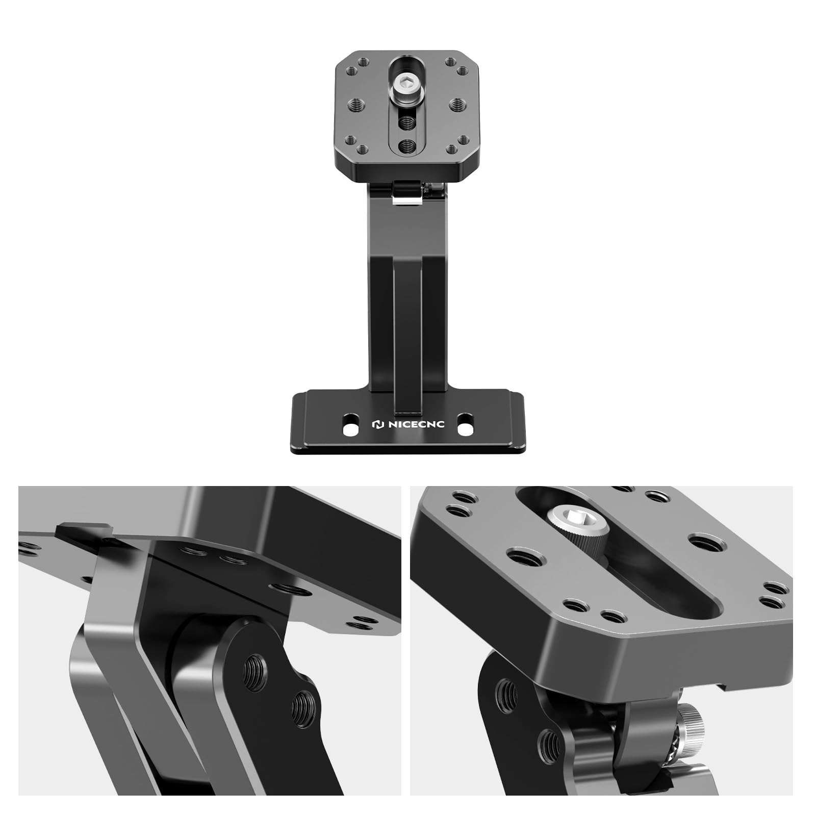 NICECNC Soporte para dispositivo, GPS, teléfono, navegación, SPC+ / AMPS con patrón de pernos compatible con KTM 390 Adventure X/R 2025-2026, ángulo ajustable, color negro