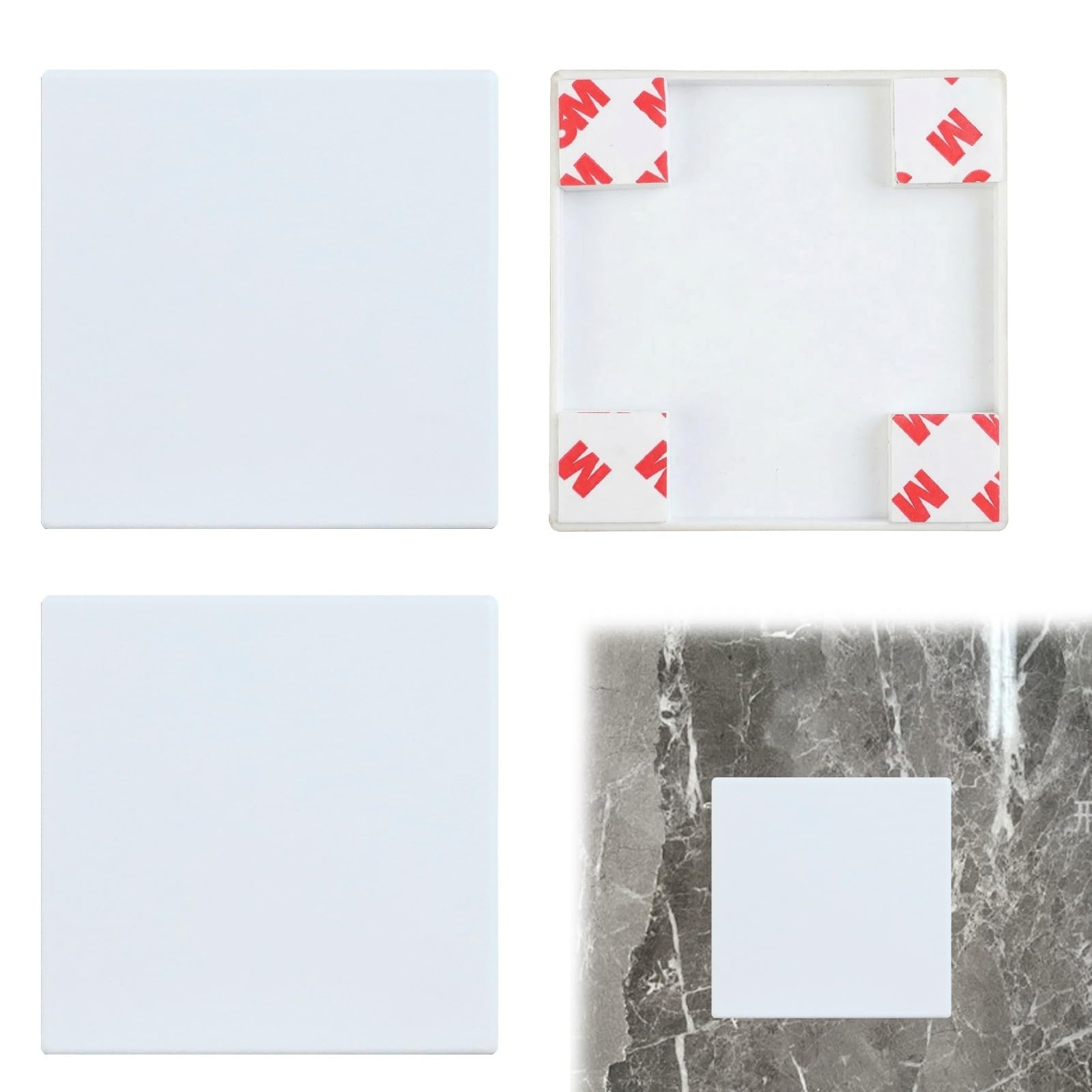 3 Piezas Tapa Enchufes, Tapa Ciega Enchufe Pared, Tapas Ciegas Empotradas Autoadhesivas 86x86 mm, Plástico Blanco, Para Enchufes o Interruptores No Utilizados