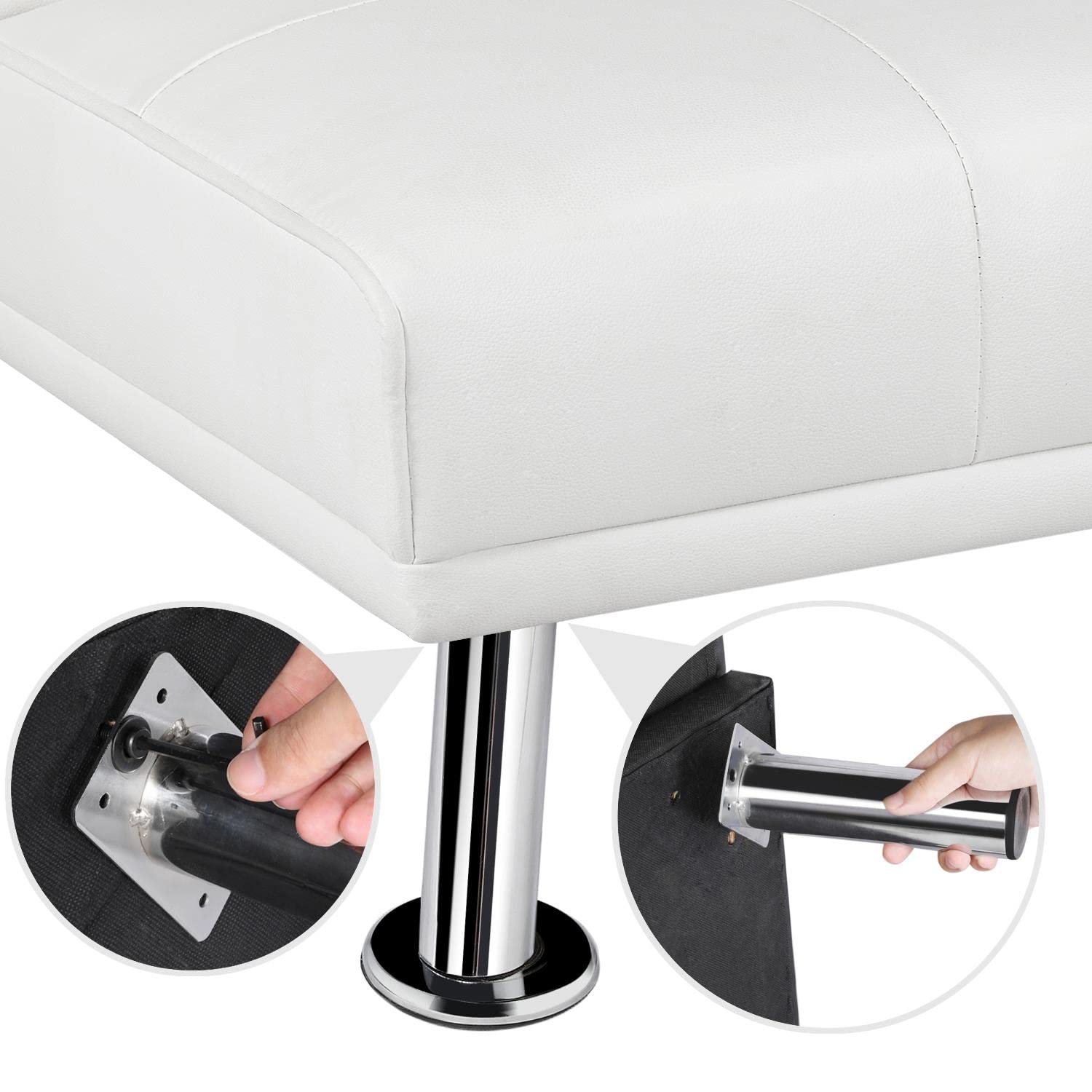 Yaheetech Convertible Sofa Bed Adjustable Couch Sleeper Modern Faux