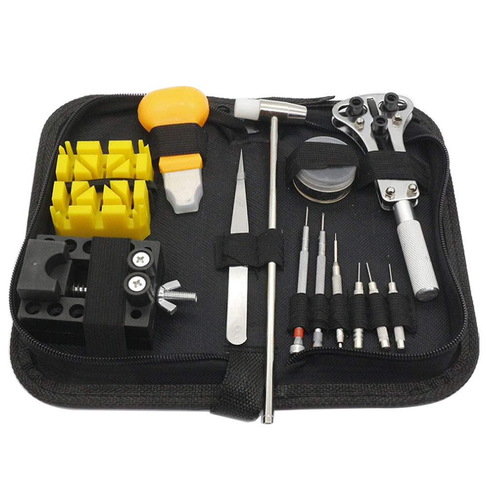 Kit de reparación de relojes de 13 piezas, juego de herramientas de barra de resorte profesional para ajustar la correa del reloj, kit de herramientas de reloj abridor de caja ajustable mejorado Est