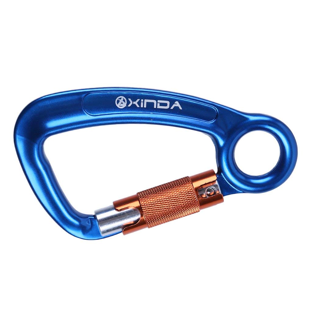 30 KN / 3000 KG Outdoor D Shape Triple Lock Moschettone Rock Climbing Escursionismo Attrezzature di sicurezza per lavoro – 2 colori blu