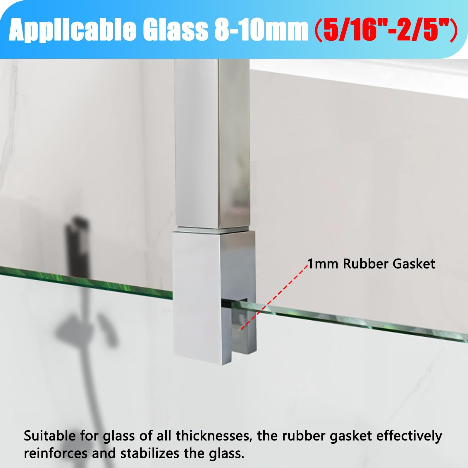 Soportes universales para puerta de ducha de vidrio, barra telescópica de soporte de vidrio sin marco para baño, barra para puerta de gafas, fácil de instalar (1 paquete, 30-45 cm)