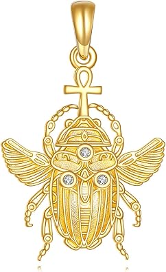 DOVRAN 14K Real Gold Scarab Pendant Only Scarab Beetle Pendant Religion Jewelry Gifts for Women Men