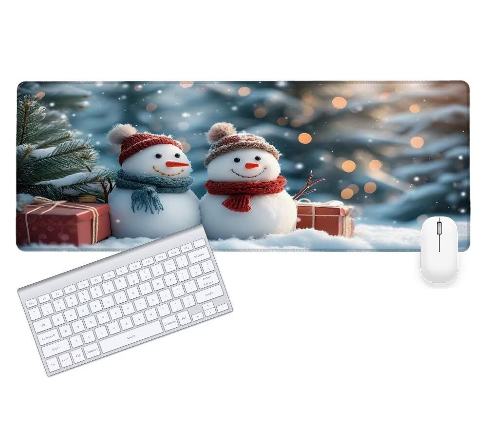 Alfombrilla Ratón, Alfombrilla Gaming Muñeco Nieve XXL 1200x600x3mm, Extendida Base de Antideslizante Caucho Mouse Pad Árbol, Protector Escritorio con Bordes Cosidos, Mejora precisión y Velocidad Y-2
