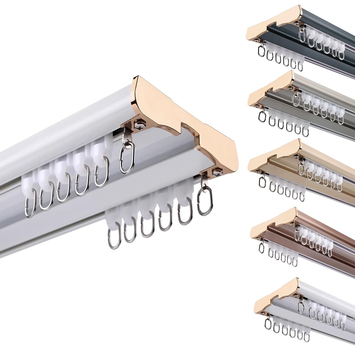 Rail De Rideau Double Rail De Plafond En Aluminium Pour Rideaux Kit De Rail De Rideau Coulissant Muet Rideau Rail Pour Le Salon Chambre À Coucher Plafond Suspendu(Blanc,420cm)