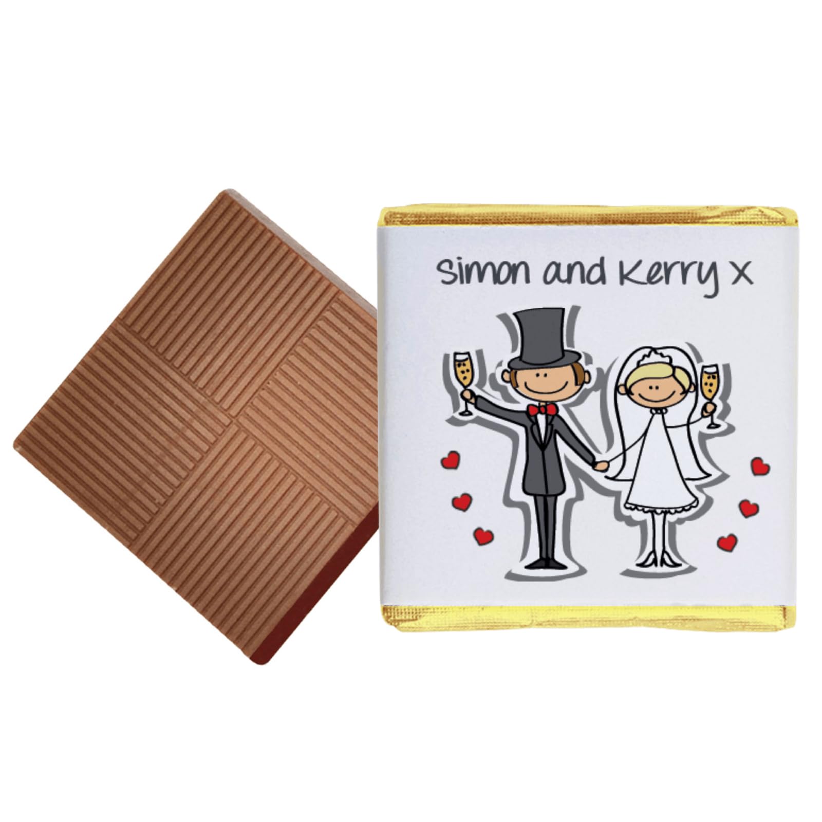 100 Personalised Chocolate Wedding Favours (Milk)