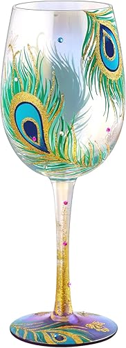 NymphFable Regalos de pavo real, pintada a mano, copa de vino iridiscente de 15 onzas, copas de vino coloridas personalizadas, regalo de cumpleaños