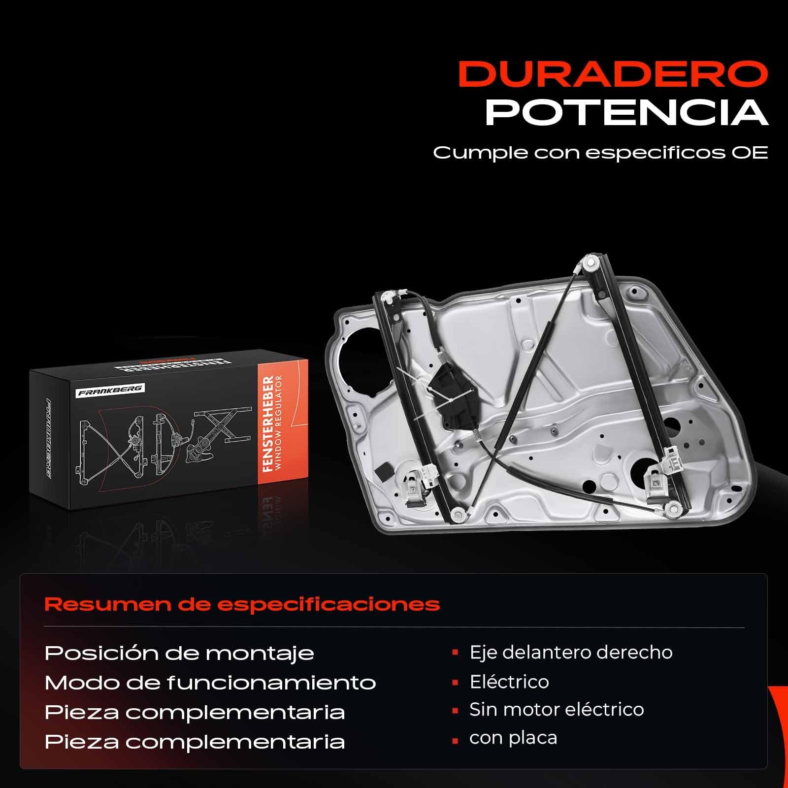 Frankberg Regulador de ventana con placa base delantero derecho 3B1837462