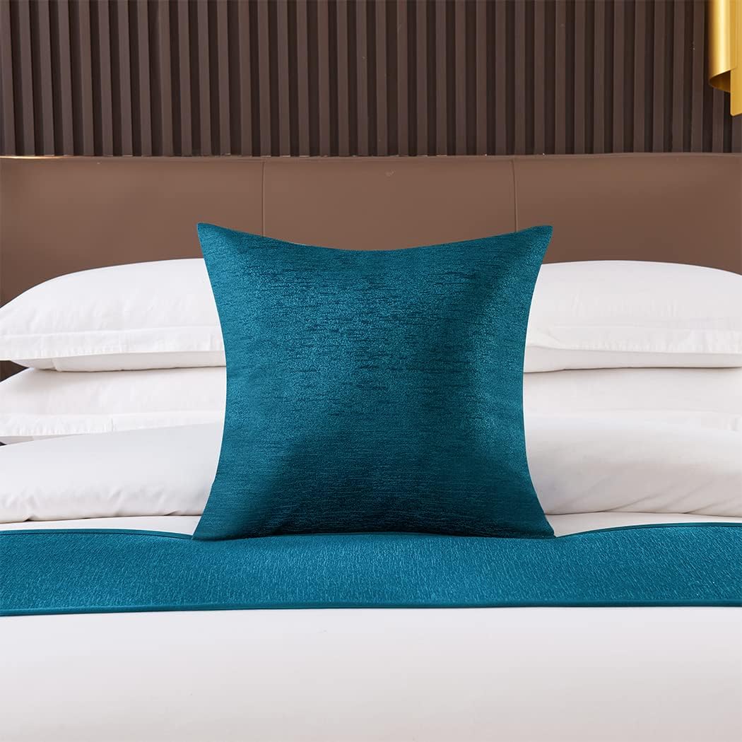 Solid Bed Scarf Bed Runner Bedding Scarf Protection for Hotel Guesthouse Resorts Bedroom (Dark Blue,260X48cm for 2.0m Bed)