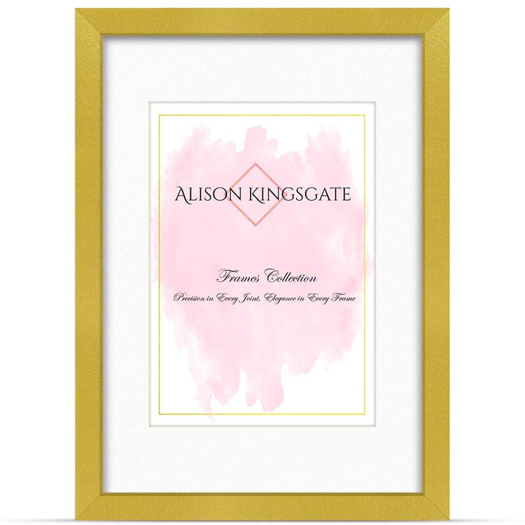 Alison Kingsgate A1 Gold Picture Frame with A2 Mount - Engineered Wood Photo Frame with Precision Cut Cardboard Mount - Ideal for Posters -Sizes & Colours Available — image 1