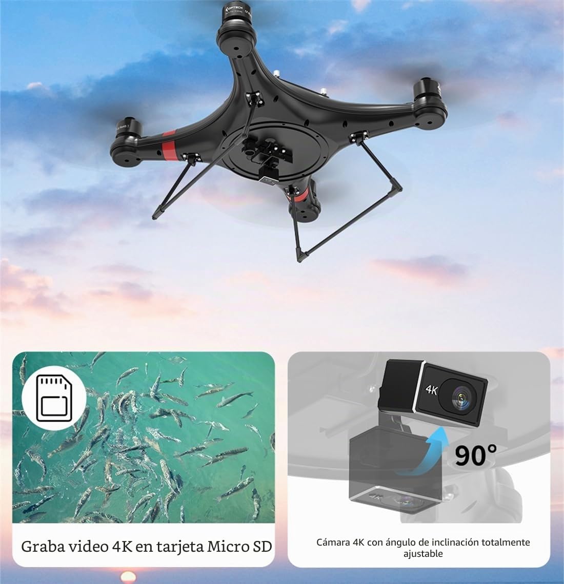 Mejor Dron de Pesca Con Liberación de Cebo - Carga Útil de 3 kg, Triblade FPV 33 Minutos de Retorno Automático, Impermeable Con Cámara 4K para Adultos