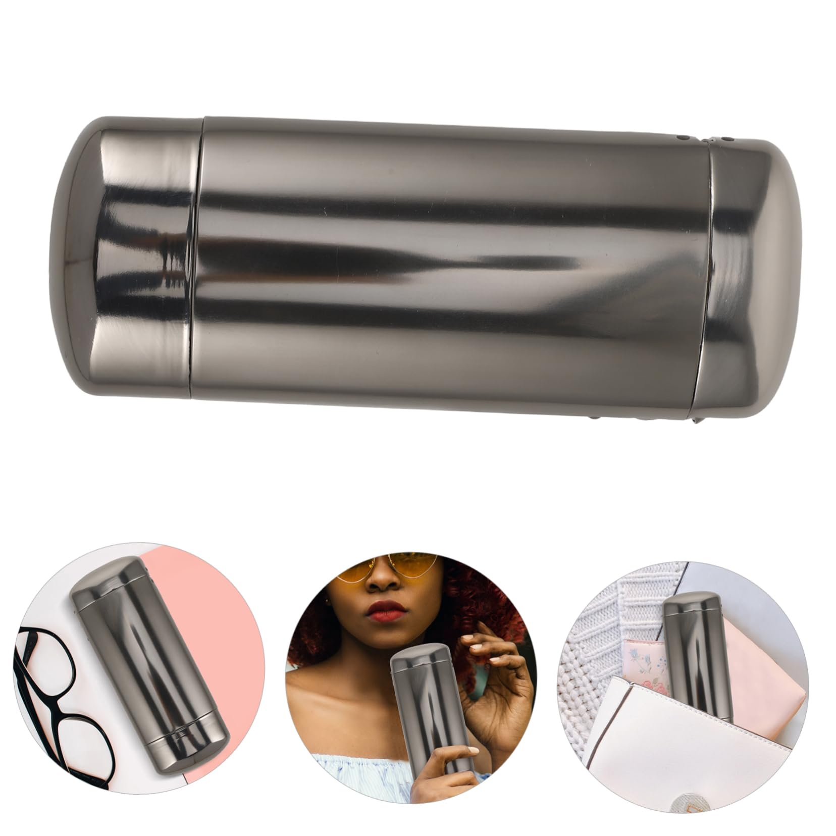 Custodia rigida per occhiali in alluminio da 15,2 cm, custodia protettiva solida per occhiali e sole, custodia in metallo grigio chiaro, leggera e portatile per viaggi