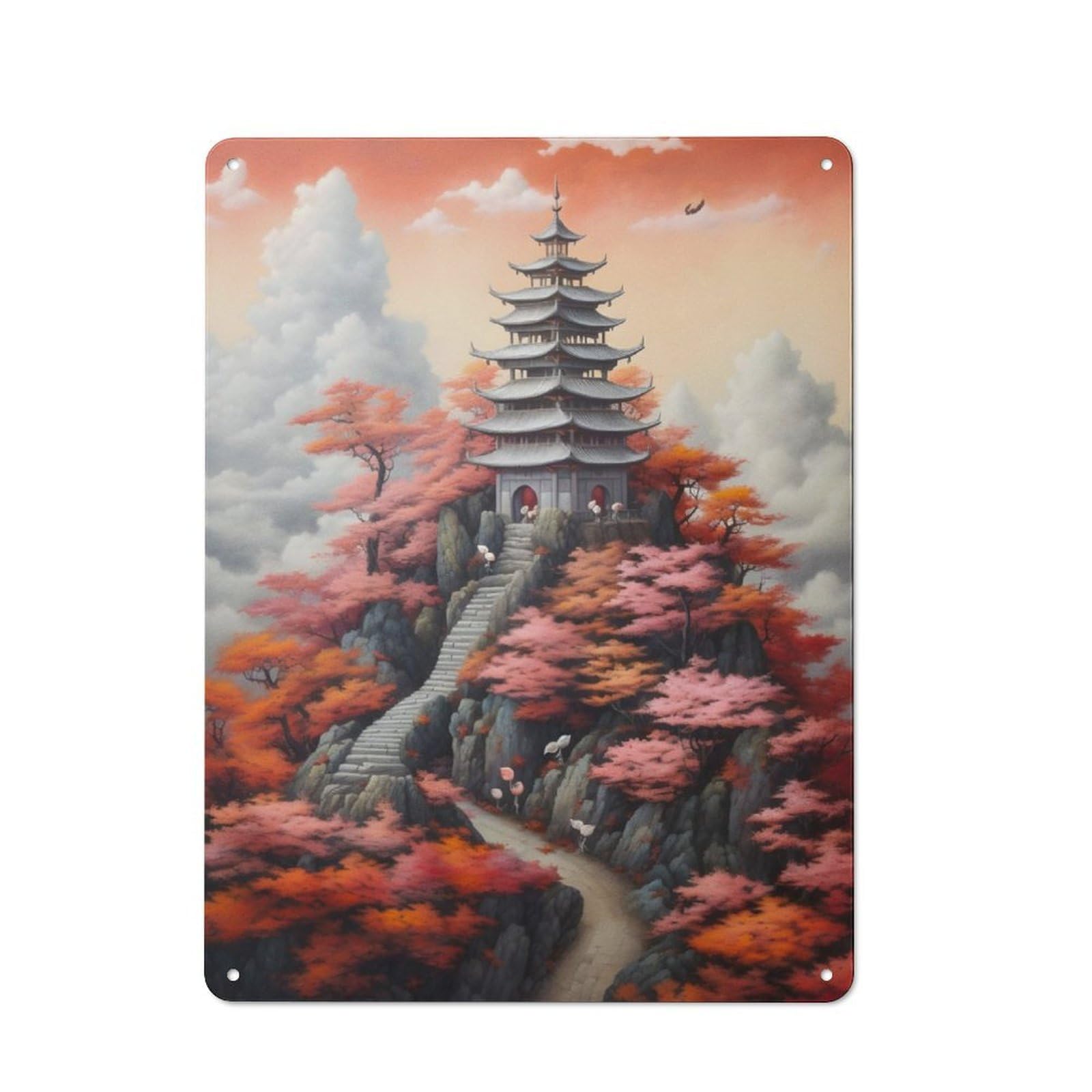 Retro Metal Sign with Fantasy Japan 08 Design 40x30cm, Weathered Look Shed Wall Plaque for Garage, Workshop, Shed Or Utility Room