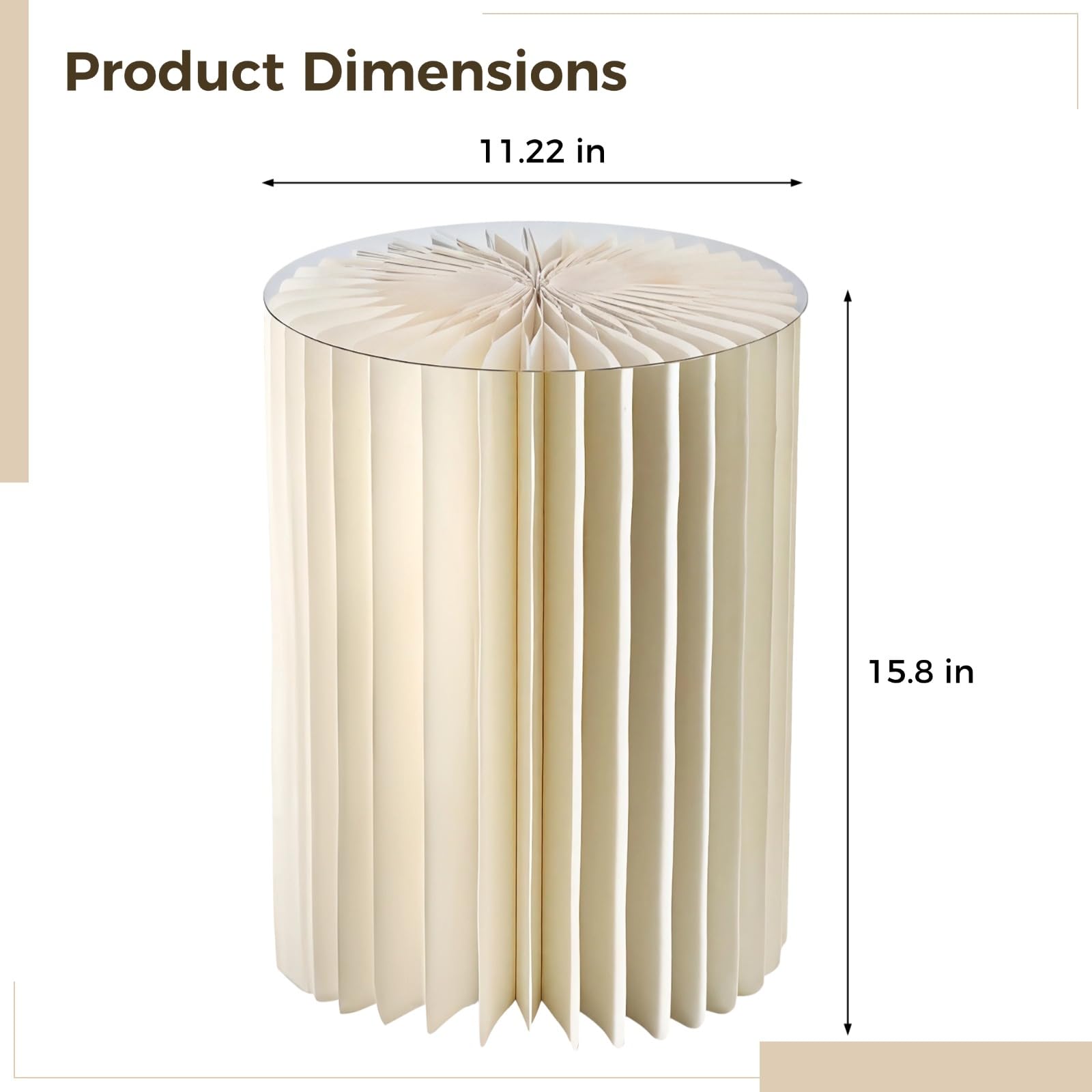 Générique Lot de 3 présentoirs à gâteaux cylindriques pliables, colonnes d’exposition pour desserts, socles pour mariages et événements, papier kraft avec panneaux en PVC, 12 × 16 pouces