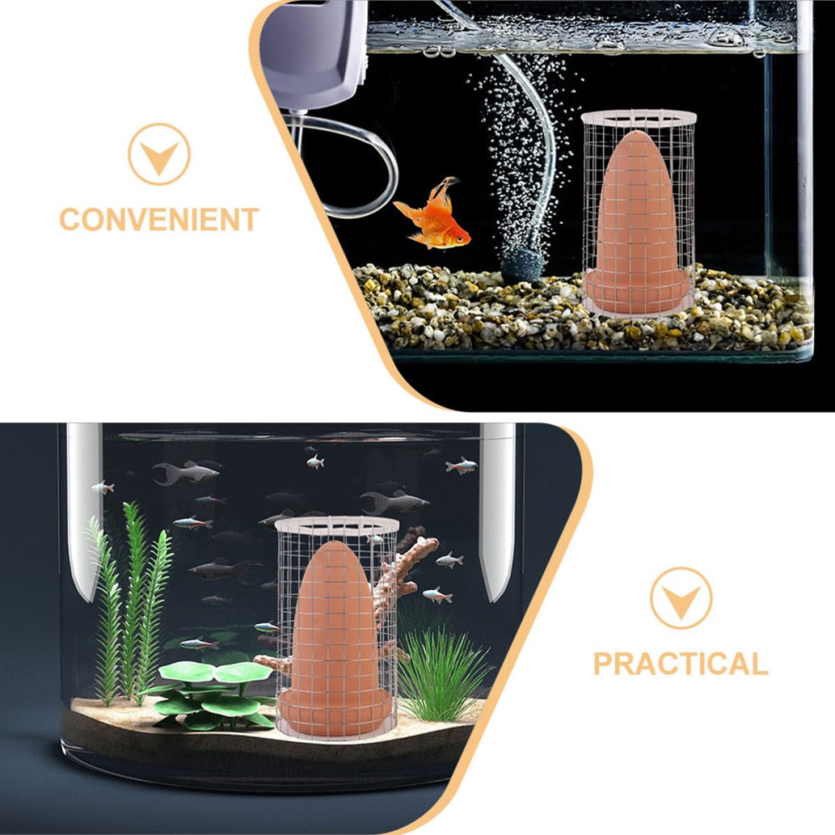 Conos de Cría para Peces Disco y Camarones, Cerámica Tapa y Red Protectora, Adecuado para Acuarios de Tamaño Medio y Cría Controlada