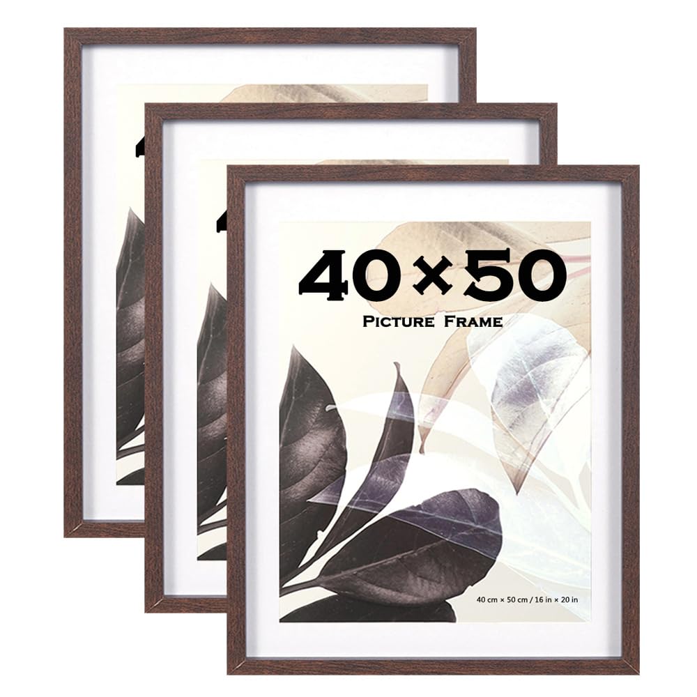 Scholar Tree 40x50 Picture Frame Walnut with Mounts 40x50cm Frame Wall Mountable,3 Pack