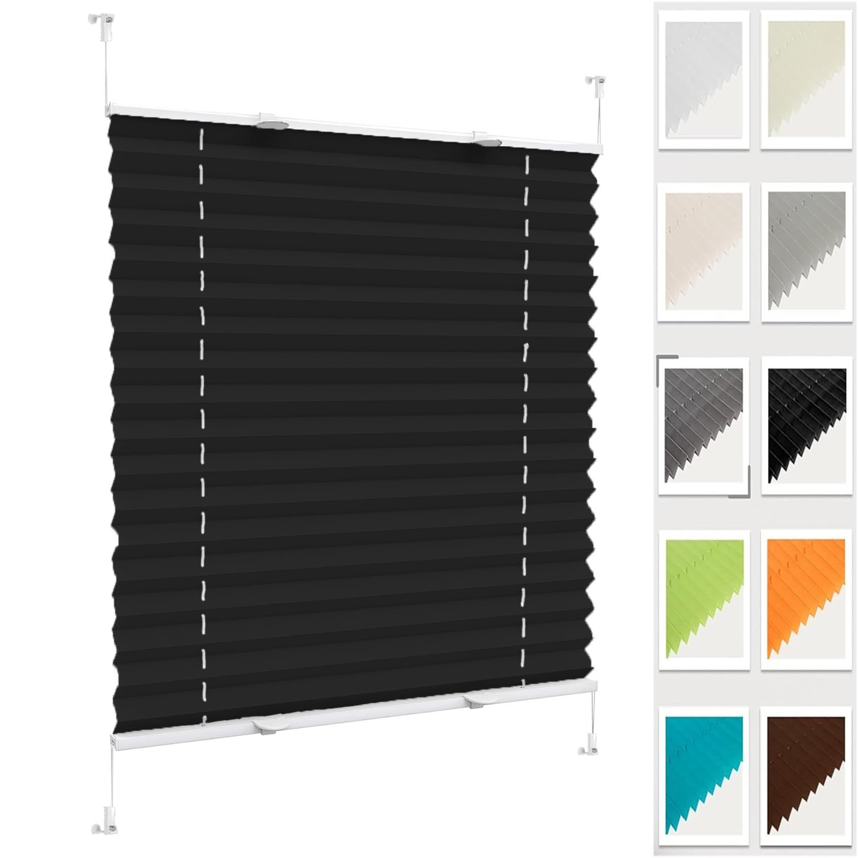 No Drill Blinds Instant Temporary Blinds 36 x 55 cm (W x H), Easy to Install No Tools Needed Quick Fix, No Drilling Blind for Living Room, Blackout Cellular Shades, for Window Door, Black โ image 1
