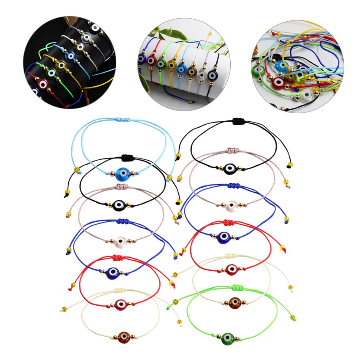 Beaupretty 48piezas Pulsera Trenzada Ajustable Amuleto De Ojo Turco Para Mujeres Niñas y Niño Niña Para Eventos y Protección