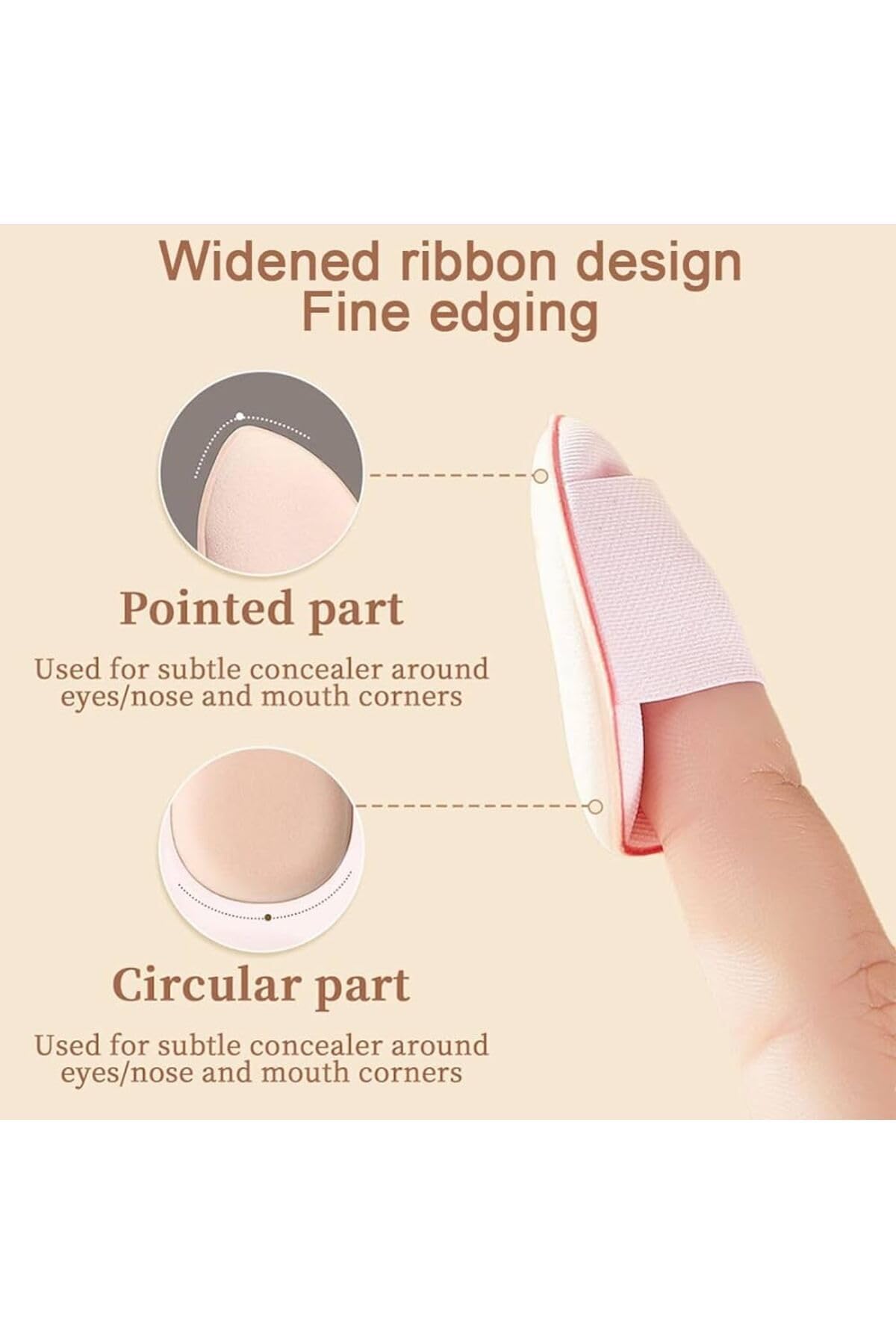 True Fresh Mini Kozmetik Puf Parmak Yüz Makyaj Sünger Kuru Islak Bez Süngeri Göz Altı Kapatıcı Concealer Pembe