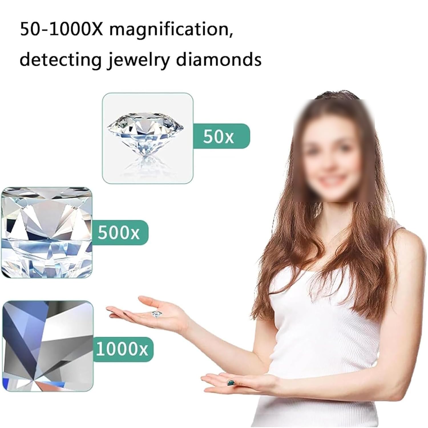 Microscopio Digitale LCD da 4,3", Visualizzatore di Cinture di Diamanti, Ingrandimento 50-1000x, con Luce LED di Riempimento, Identificazione Accurata, per Visualizzatore di Iscrizioni su