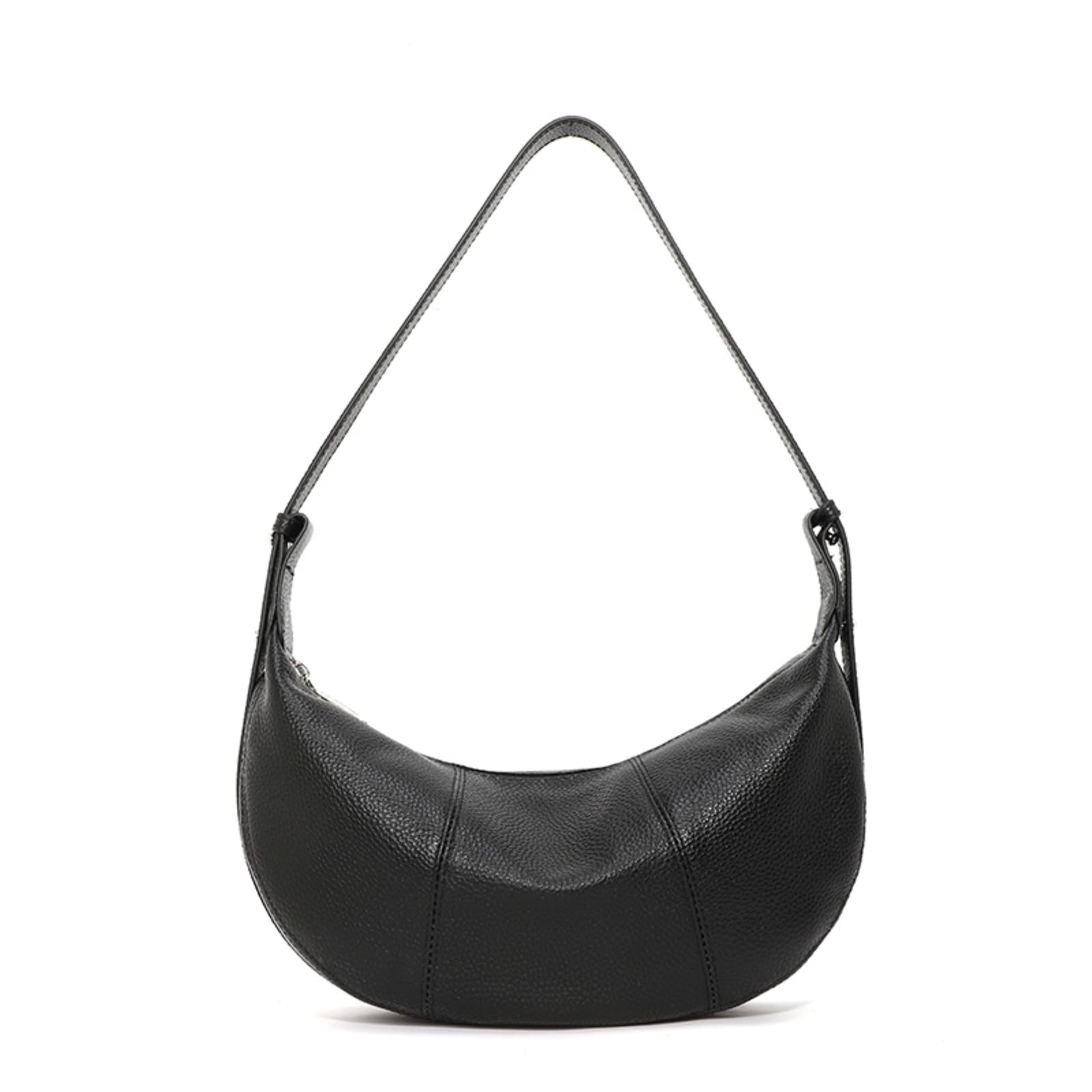 Sac sous les aisselles femme en demi-lune noir avec bandoulière réglable pour navette
