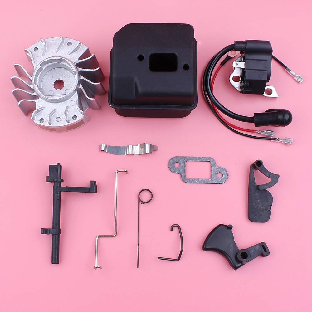 HAOHAO Agotar Kit silenciador del Volante Bobina de Encendido Gatillo Choke Varilla Muelle Compatible with Stihl MS180 MS170 Motosierra 018 017 Repuesto
