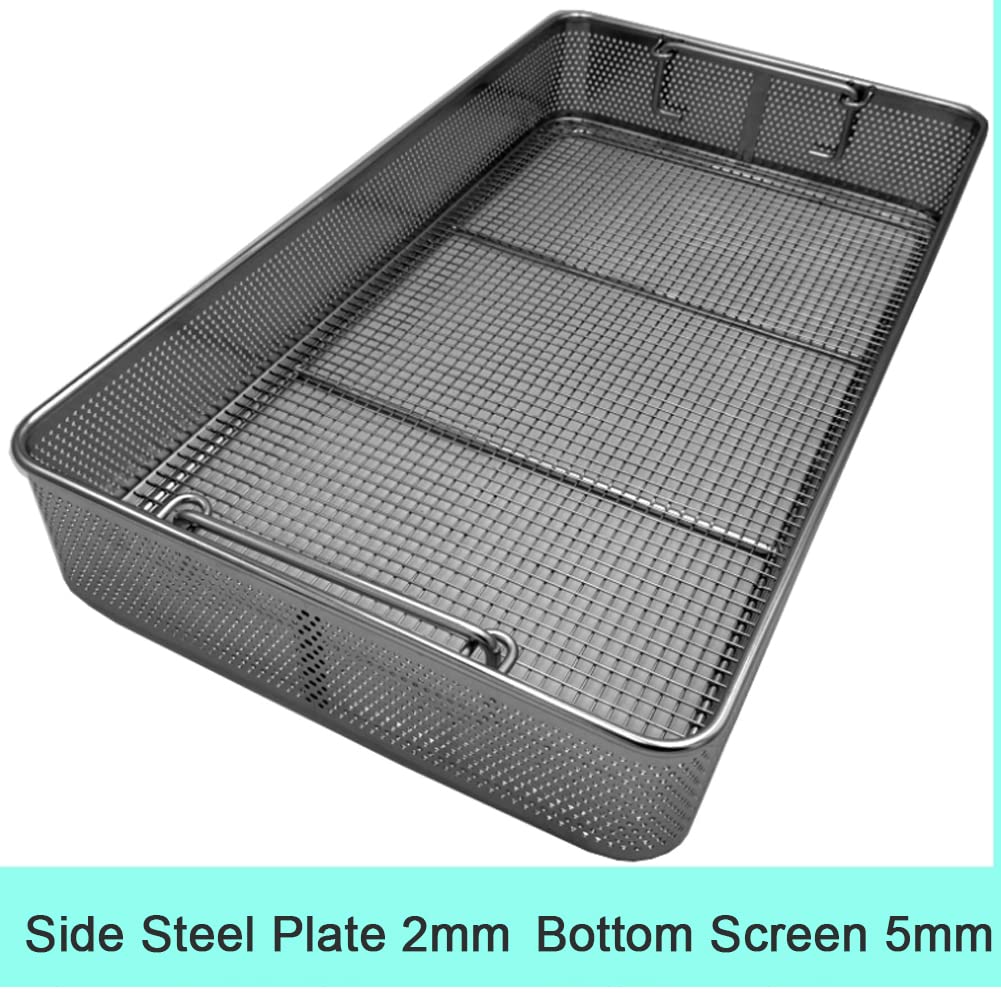 Cestello per la disinfezione del cestello per Il Lavaggio degli Strumenti Chirurgici in Acciaio Inossidabile 304, per Strumenti Chirurgici Medici dentali,30 * 25 * 7cm