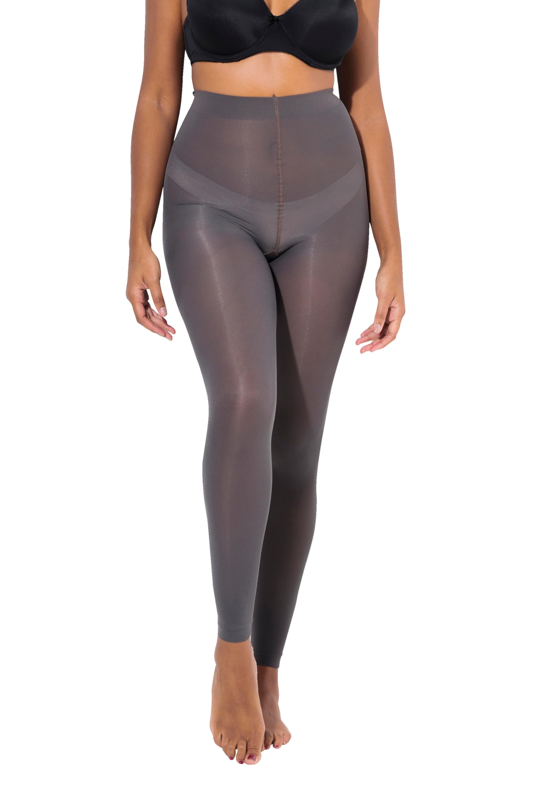 Ulla Popken Women's 60 Denier Tights, Dark Grey, 60-62
