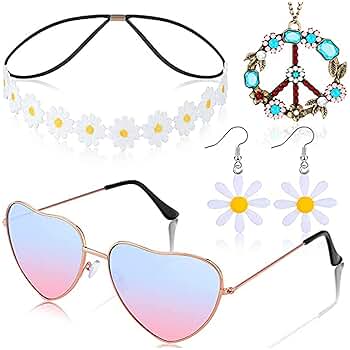 Amazon.com: 4 Pcs Hippie Costume Accessories Set Peace Sign