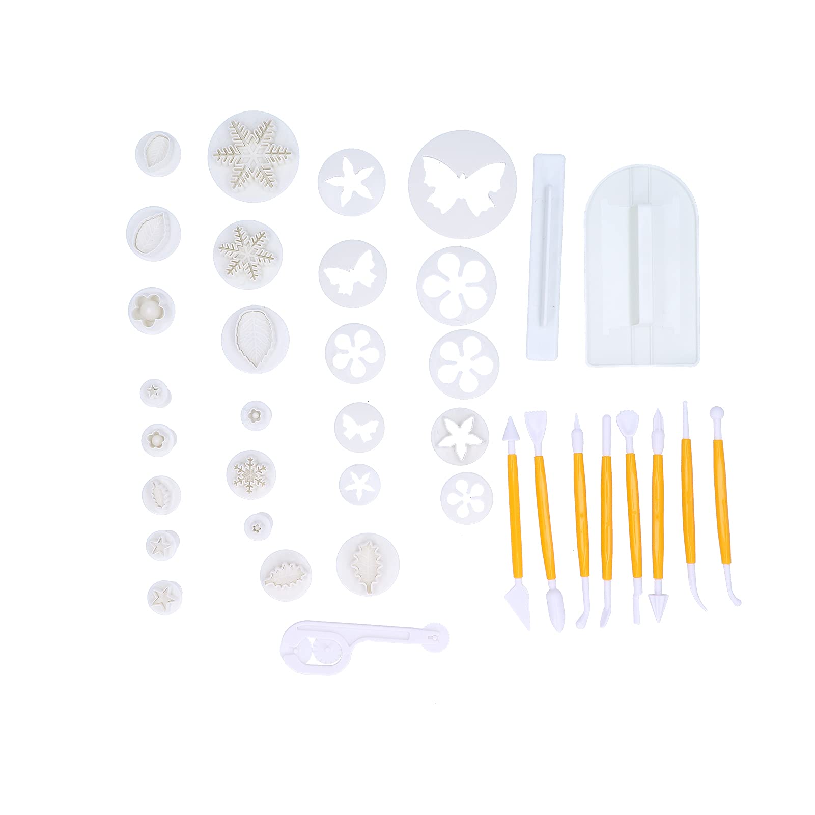 Fondant Cake Mold Cookies Biscuits Cutter Set Easy to Use Safe Durable Baking Tools for DIY Cooking Family Baking Made of Food Grade Plastic Material 37PCS