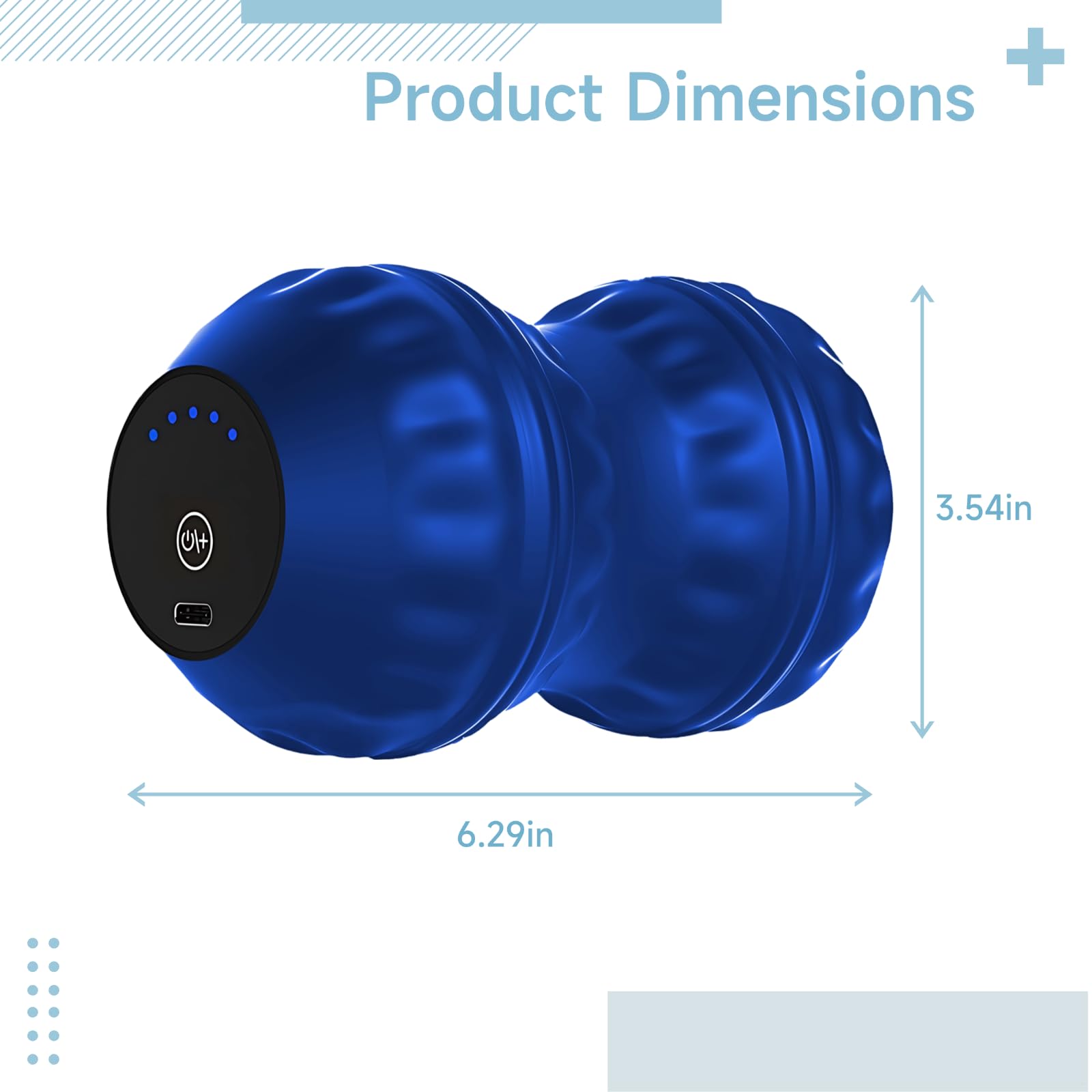 Bola de masaje de cacahuete vibradora de 3.5 x 3.5 x 6.3 pulgadas, masajeador eléctrico de 5 velocidades para liberación miofascial, terapia de tejidos, azul