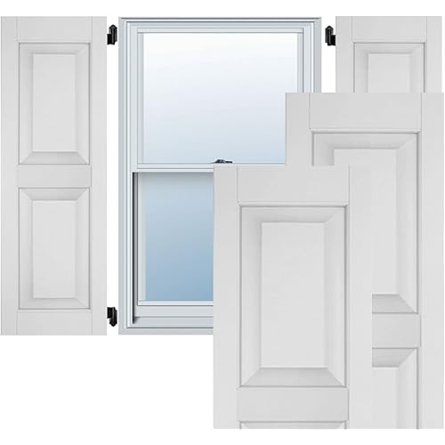 Ekena Millwork RWR18X076PRP Exterior Real Wood Pine Raised Panel Shutters (Per Pair), 18" W X 76" H, Primed