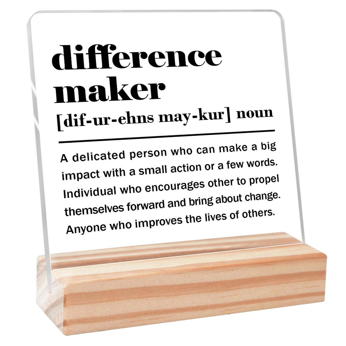 Funny Office Signs,Humor Office Desk Decor,Fun Office Gifts for Coworkers,Coworker Gift for Women Men,Office Cubicle Decor,Difference Maker Definition Acrylic Sign Plaque