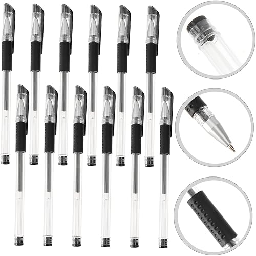 Miniatura 3 de 12 bolígrafos de tinta de gel de punta fina de 0.020 in, color negro, escritura suave para oficina, escuela, hogar, diseño ergonómico, agarre cómodo