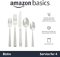 Vista 2 de Yaxa Basics Juego de cubiertos de acero inoxidable de 20 piezas, servicio para 4, color plateado