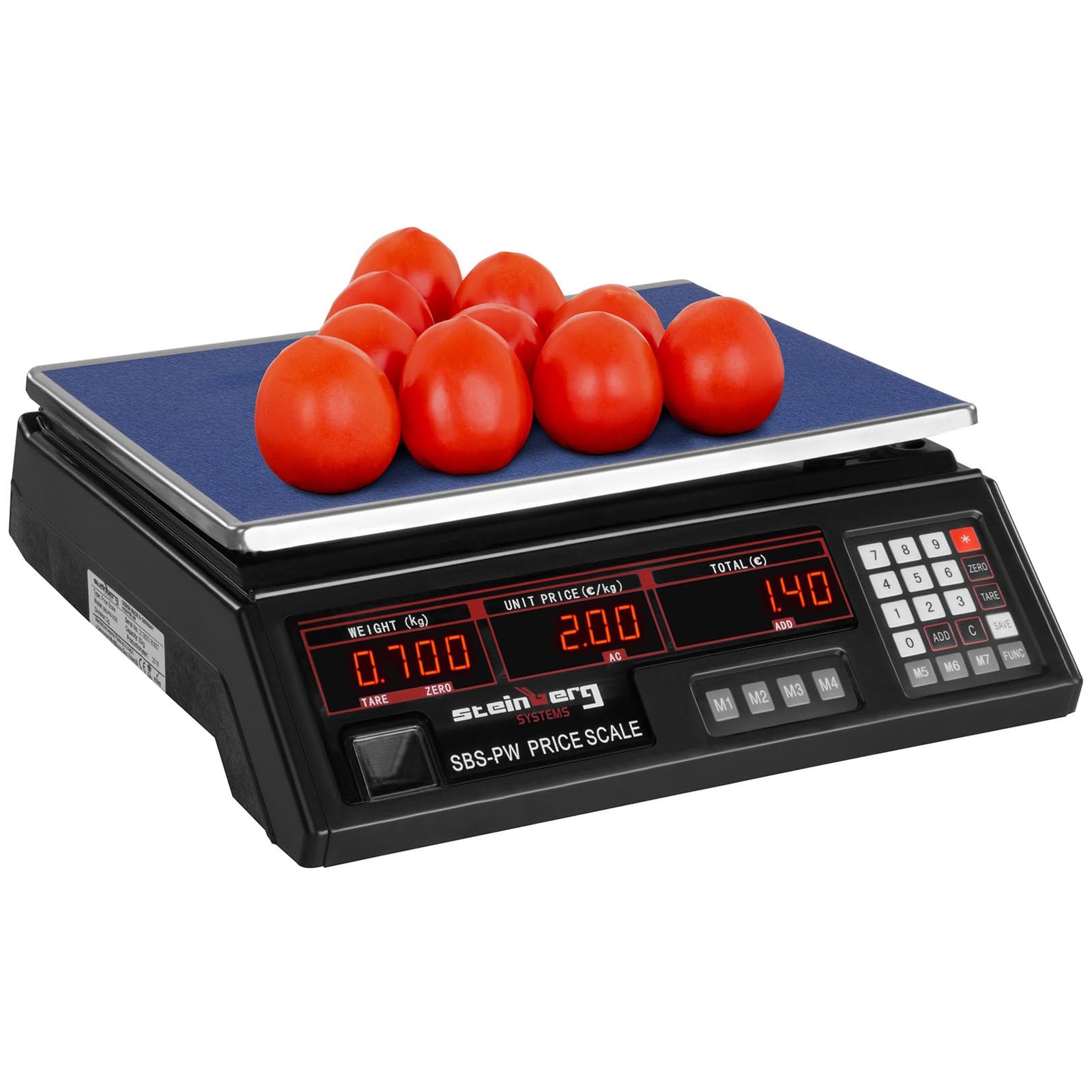 Steinberg Systems Balanza De Control Bascula Digital SBS-PW-302B (30 kg / 2 g, Pantalla LED, Batería integrada 40 h) Negra