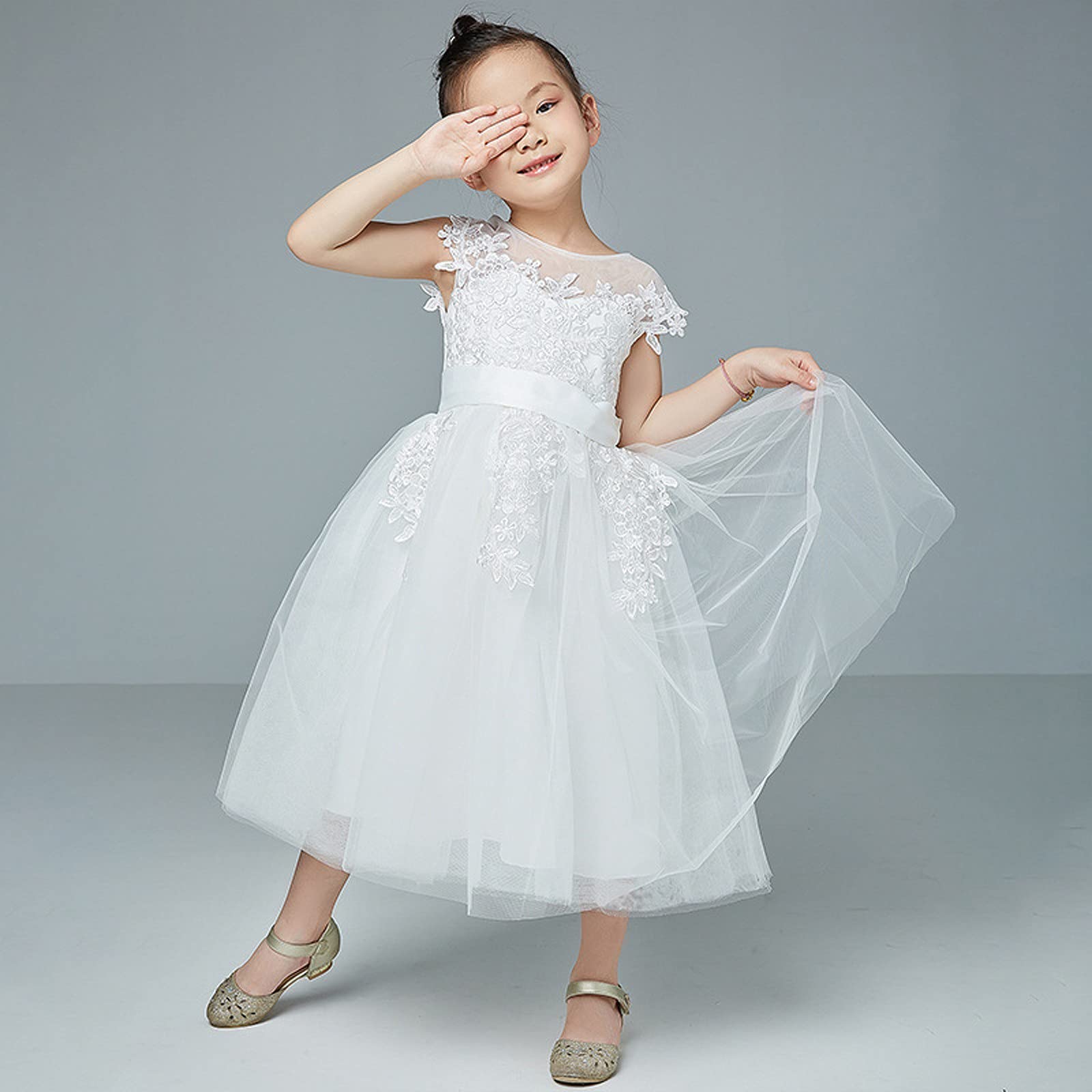 Vestido de tul para niños, vestido de niña, vestido de dama de honor, vestido de boda, vestido de encaje para niñas