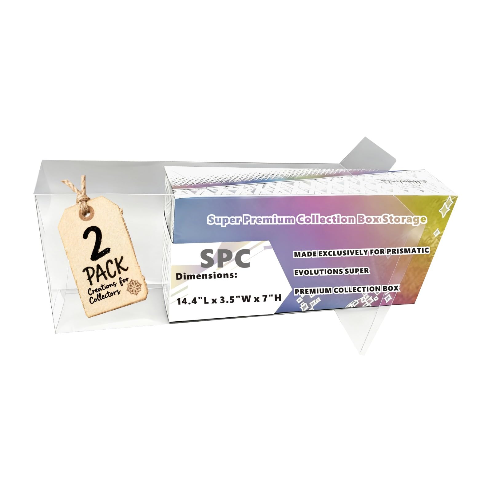 Photo 1 of 2 Pack Prismatic Evolutions SPC Plastic Protectors,PET Plastic Display Box Protector - Compatible with Prismatic Evolutions Super Premium Collection Box
