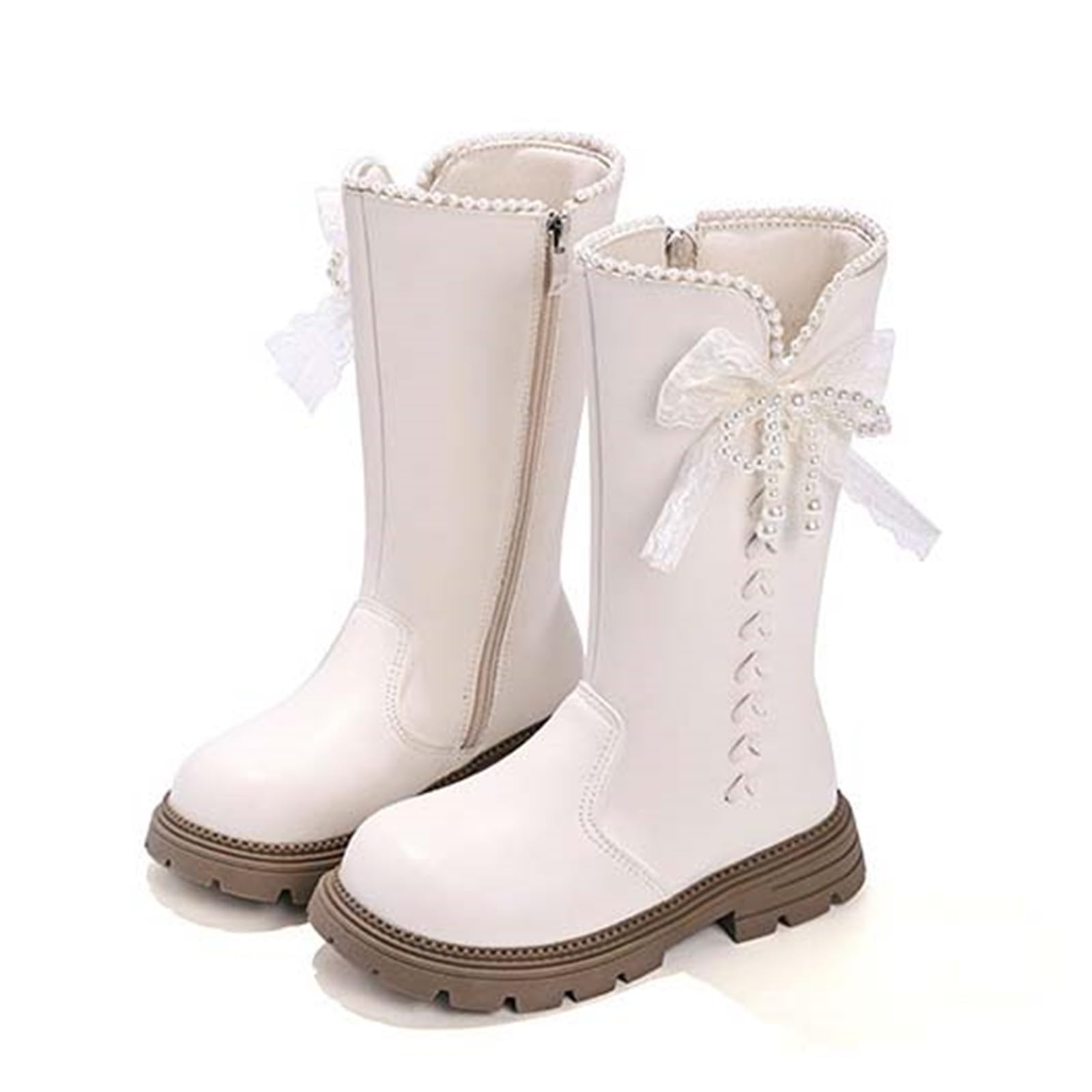 Mädchen Stiefel Perlen Schleife Boot Langschaft Leder Reitstiefel