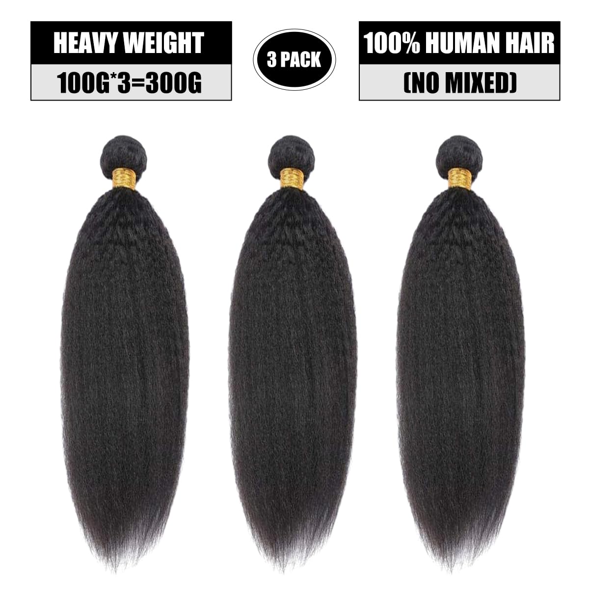 Tissage Naturel Cheveux Humain Kinky Straight Yaki Raide 101214 Pouces
