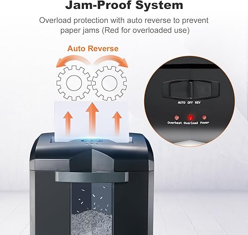 Miniatura 6 de Bonsaii Trituradora de papel resistente, trituradora de microcorte de 16 hojas para oficina, trituradora de 60 minutos de funcionamiento continuo de