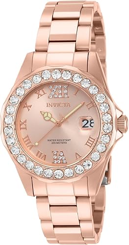 Invicta Womens Pro Diver Crystal Accented 18k Ion-Plated Stainless Steel Watch