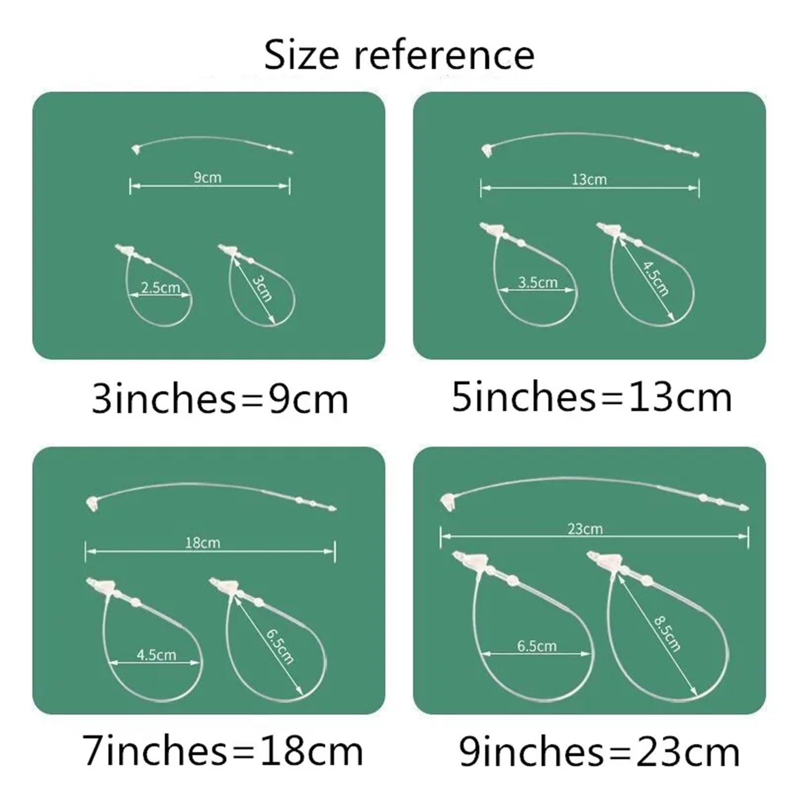 Confezione da 1000 pezzi di chiusure a scatto in plastica per etichette di sicurezza (17,7 cm, trasparenti)
