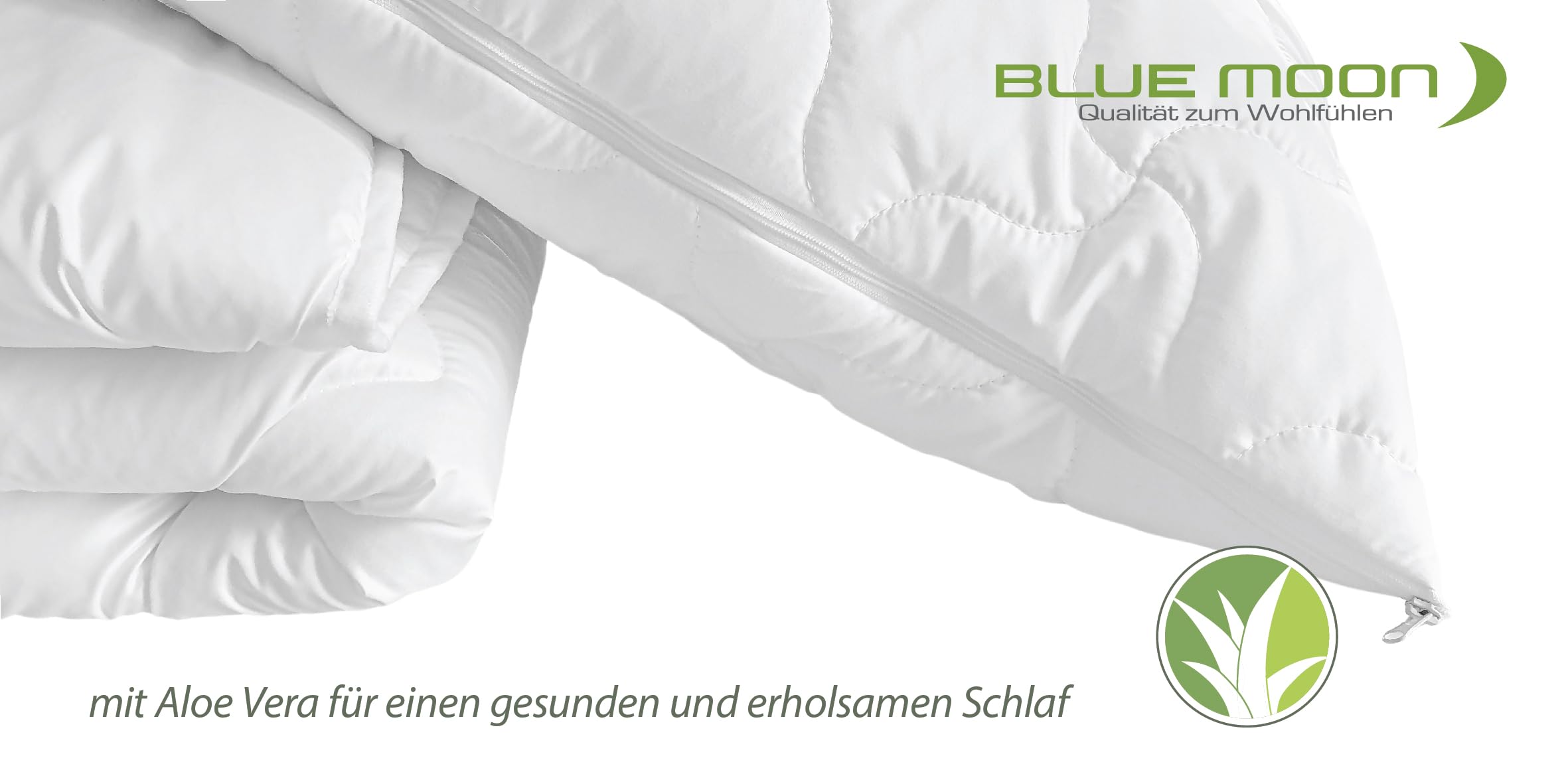 BLUE MOON Aloe Vera zestaw pościeli do spania, komfortowa, oddychająca, dla alergików, na łóżko zimowe i letnie, 100% Made in EU (zestaw poduszek + kołdra pikowana, 70 x 90 + 140 x 200 cm)