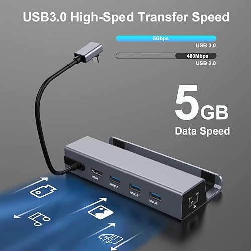Miniatura 6 de Estación de acoplamiento para cubierta de vapor 4K a 60Hz HDMI 20 con Gigabit Ethernet 3 USB-A 30 puerto USB-C de carga de velocidad completa de