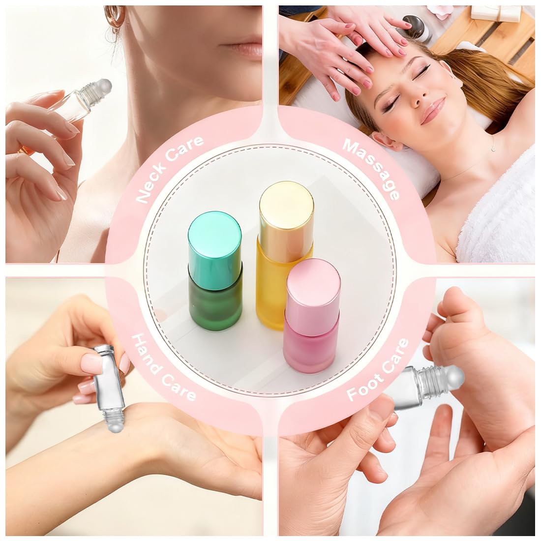 10ml/5ml Roll on Vuoto per Oli Essenziali, Bottiglie roll on con 2 Apriscatole, 2 Contagocce e 2 Erogatori a Pompa per Profumi, Oli Essenziali e Cosmetici