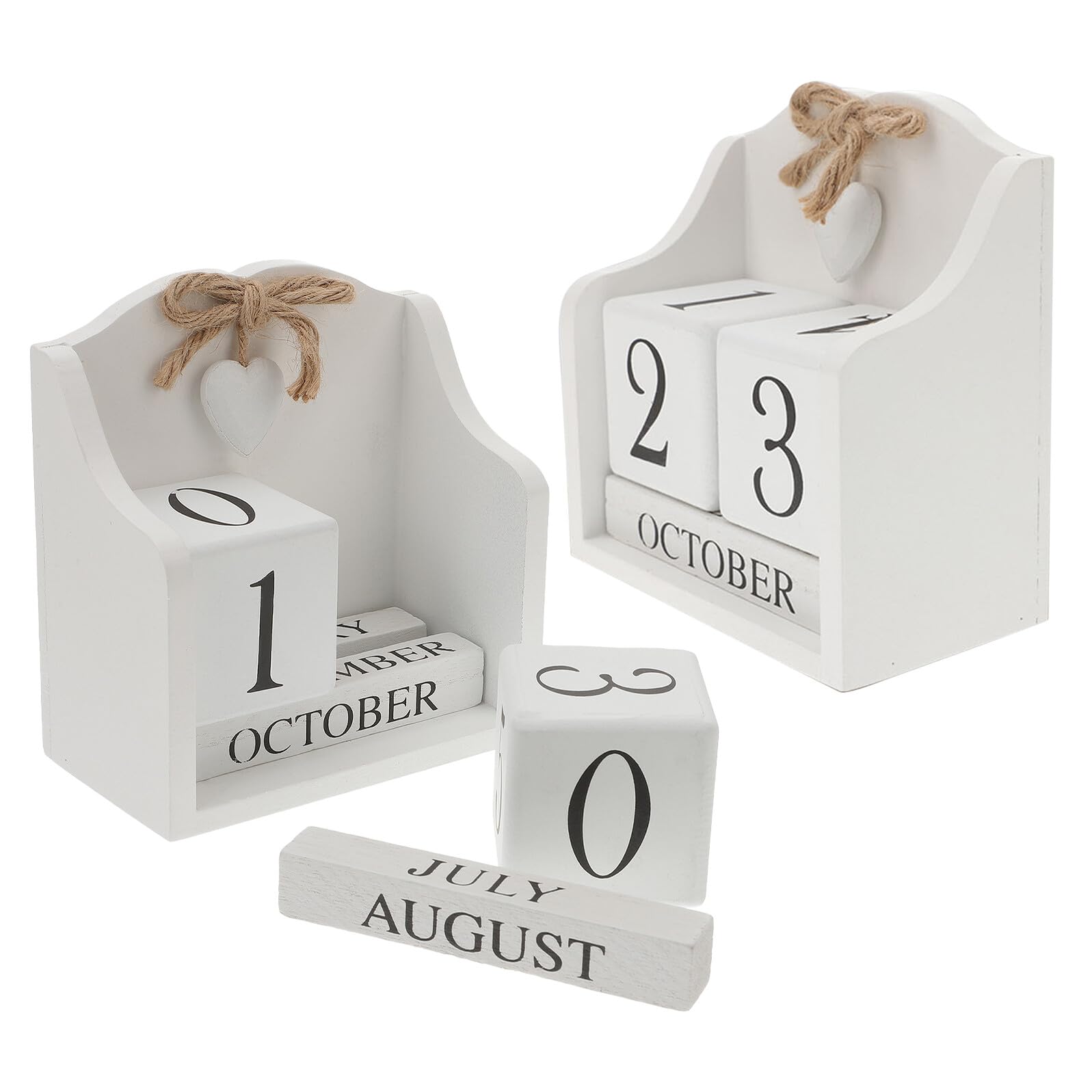2pezzi Calendario Riutilizzabile in Legno Vintage Calendario da Tavolo in Legno Data e Mese Annuale per Casa e Ufficio Accessori per Fotografia